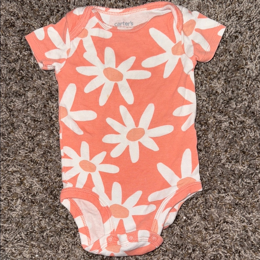 Carter's Orange and White Bodysuit Floral One Piece
